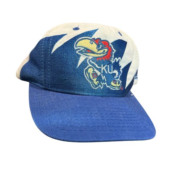 Vintage KU Kansas Jayhawks Logo Athletic Sharktooth SnapBack Hat Cap shark tooth